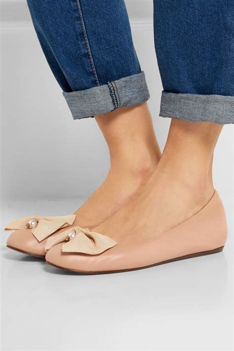 leather ballerina flats